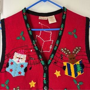 🎄Vintage 90s Bobbie Brooks Red and Green Christmas Sweater Vest